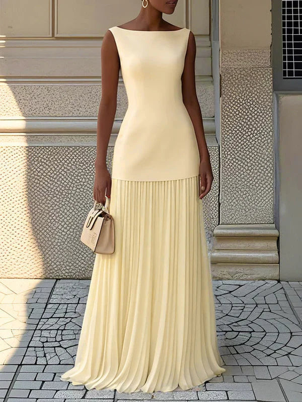 Amarelle – Sleeveless Pleated Long Dress