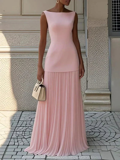 Amarelle – Sleeveless Pleated Long Dress