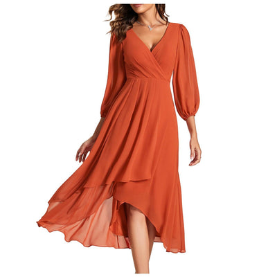 Juliette Monroe | V-Neck Dress with Asymmetric Hem