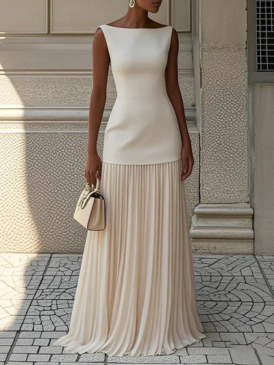 Amarelle – Sleeveless Pleated Long Dress