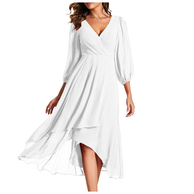 Juliette Monroe | V-Neck Dress with Asymmetric Hem