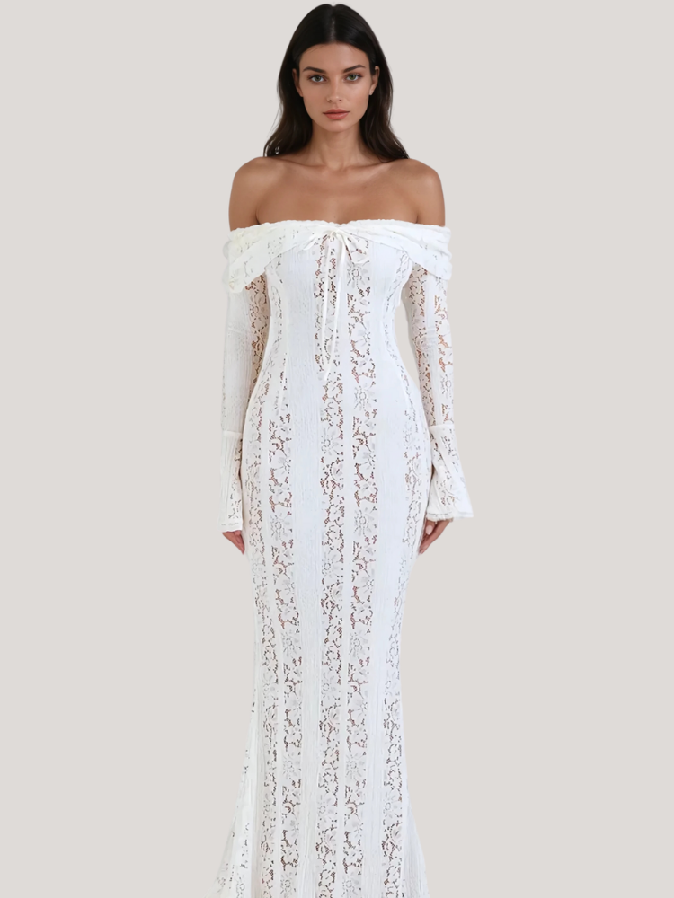 Lema | OFF-SHOULDER LACE MAXI DRESS