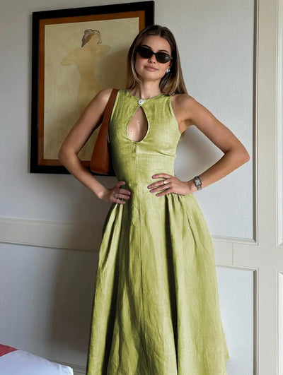 Almira – Classic Linen Midi Dress