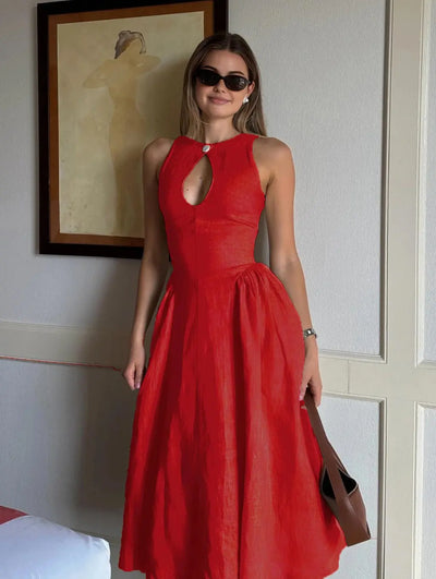 Almira – Classic Linen Midi Dress