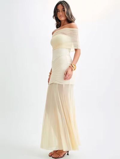 Seraphina Blake | One-Shoulder Mesh Maxi Dress