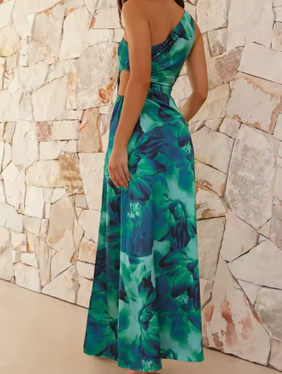 Naiara – Off-Shoulder Lagoon Print Maxi Dress