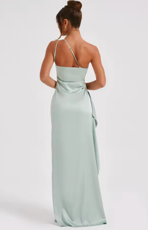 Selestia – One-Shoulder Draped Slit Maxi Dress