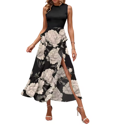 Dahlia – Sleeveless Ruffle Slit Maxi Dress