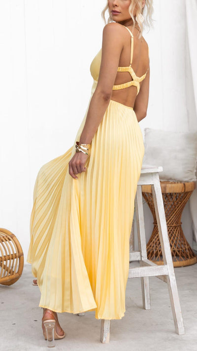 Eleanor- Pleated Maxi Dress with V-Neck