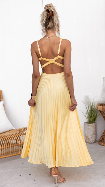 Eleanor- Pleated Maxi Dress with V-Neck