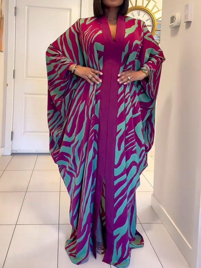 Zemira – Zebra Print Batwing Maxi Dress