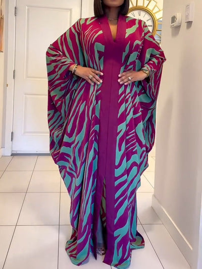Zemira – Zebra Print Batwing Maxi Dress