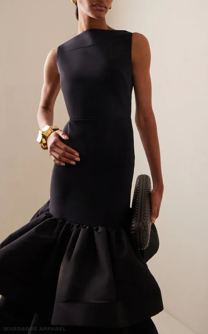 Black Ruffle Maxi Dress