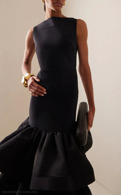 Black Ruffle Maxi Dress
