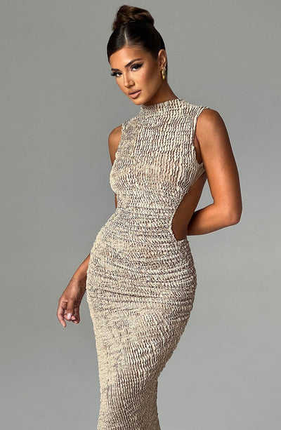 Eloura – Textured Asymmetric Midi Dress