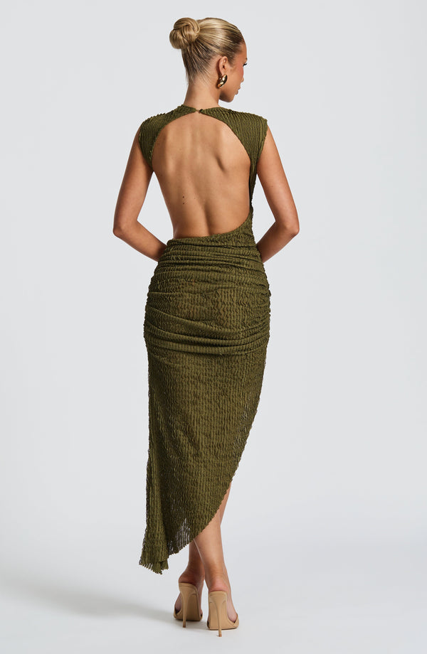 Eloura – Textured Asymmetric Midi Dress