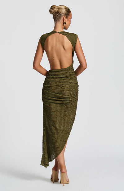 Eloura – Textured Asymmetric Midi Dress