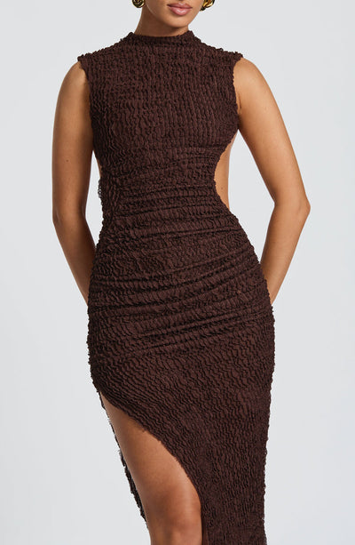 Eloura – Textured Asymmetric Midi Dress