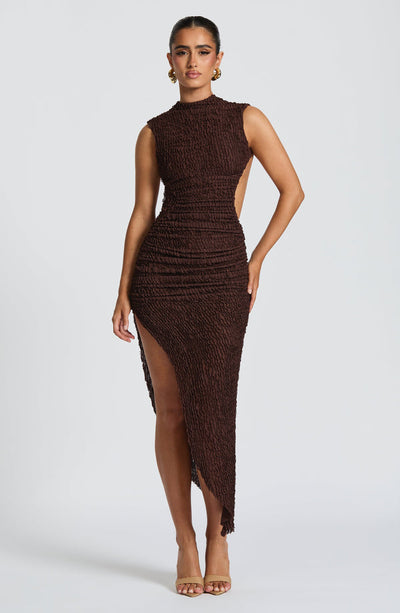 Eloura – Textured Asymmetric Midi Dress
