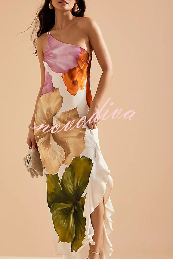 Rosavelle – One-Shoulder Floral Ruffle Maxi Dress
