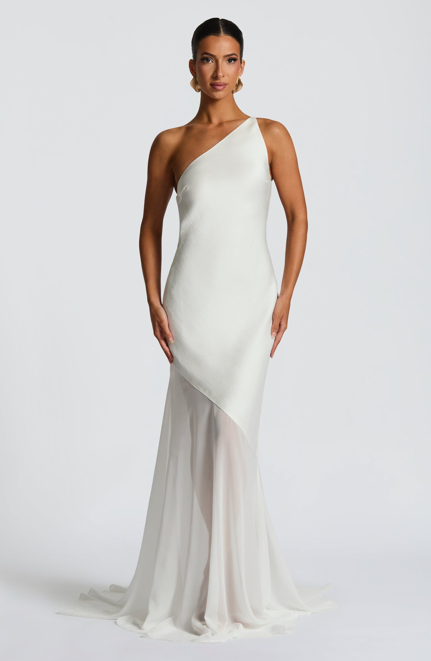Sylvienne – One-Shoulder Mesh Gown