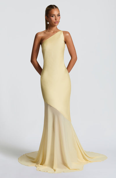 Sylvienne – One-Shoulder Mesh Gown