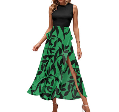 Dahlia – Sleeveless Ruffle Slit Maxi Dress