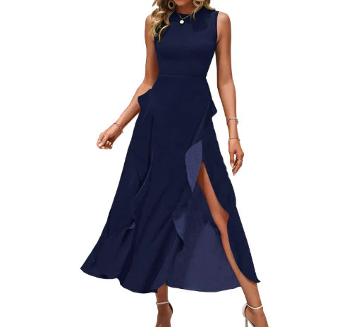 Dahlia – Sleeveless Ruffle Slit Maxi Dress