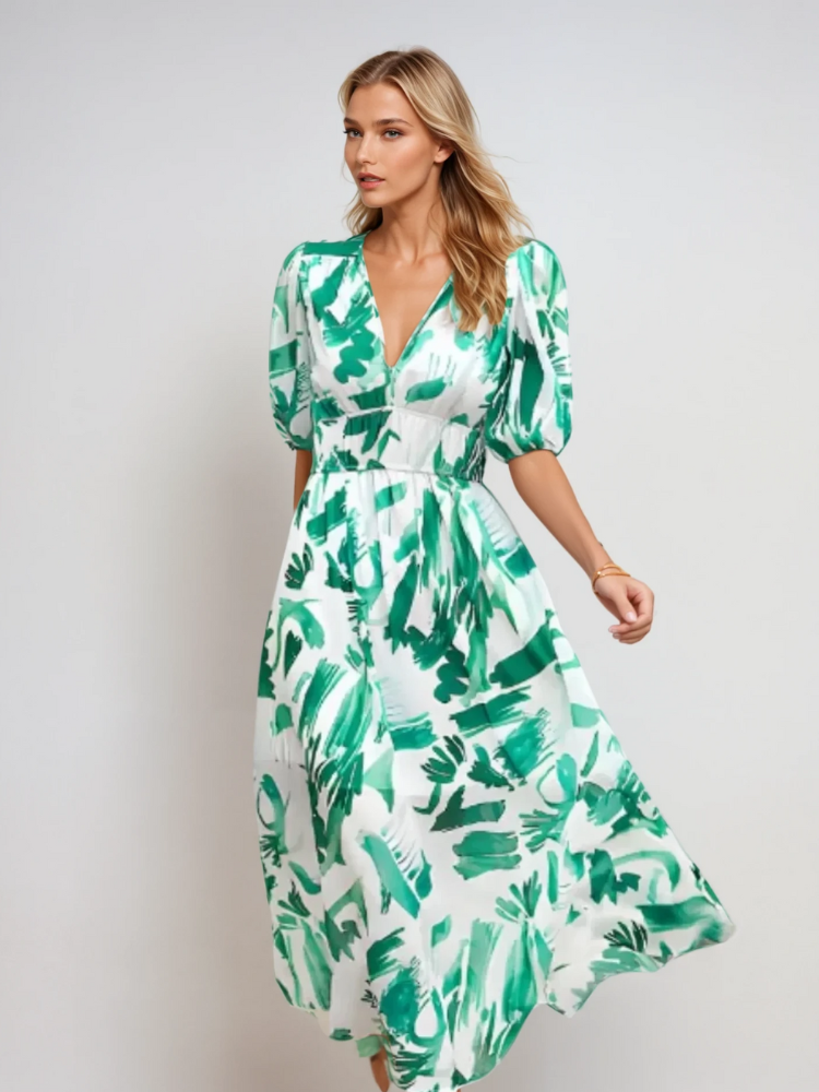 ELIZABETH | RELAXED MIDI DRESS WITH V-NECK
