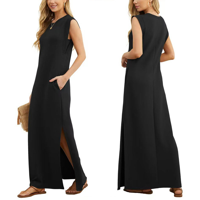 Sofia Lane | Wrinkle-Free Casual Dress with Split Hem