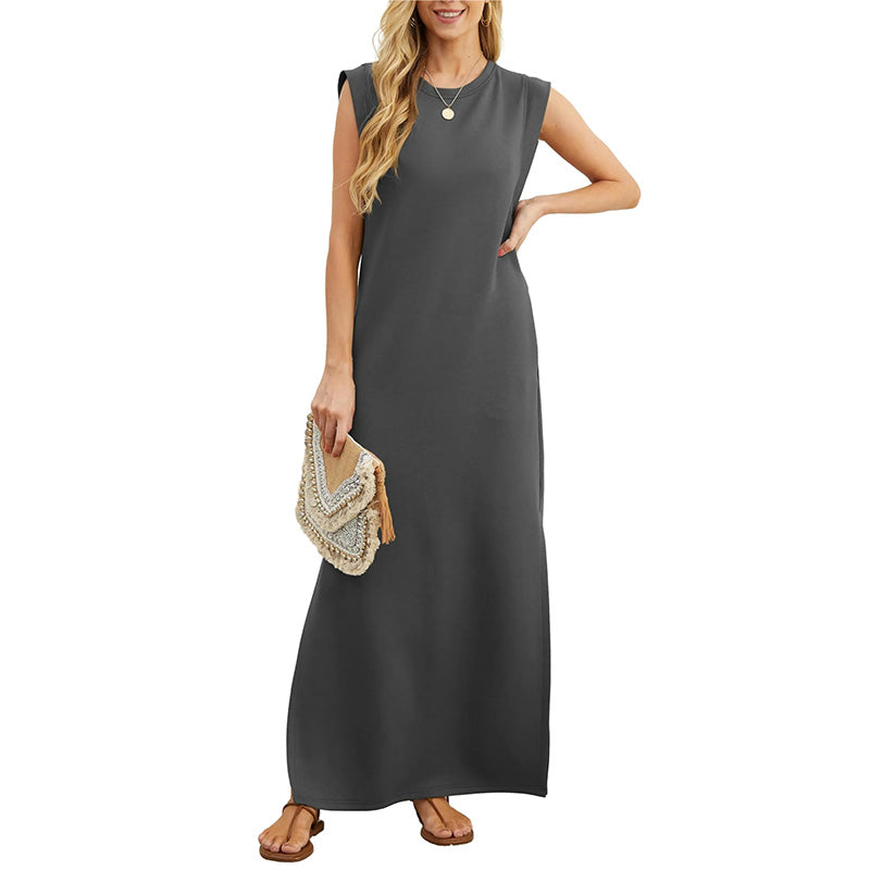 Sofia Lane | Wrinkle-Free Casual Dress with Split Hem