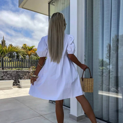 Oana – Puff Sleeve Dress with Bow Detail