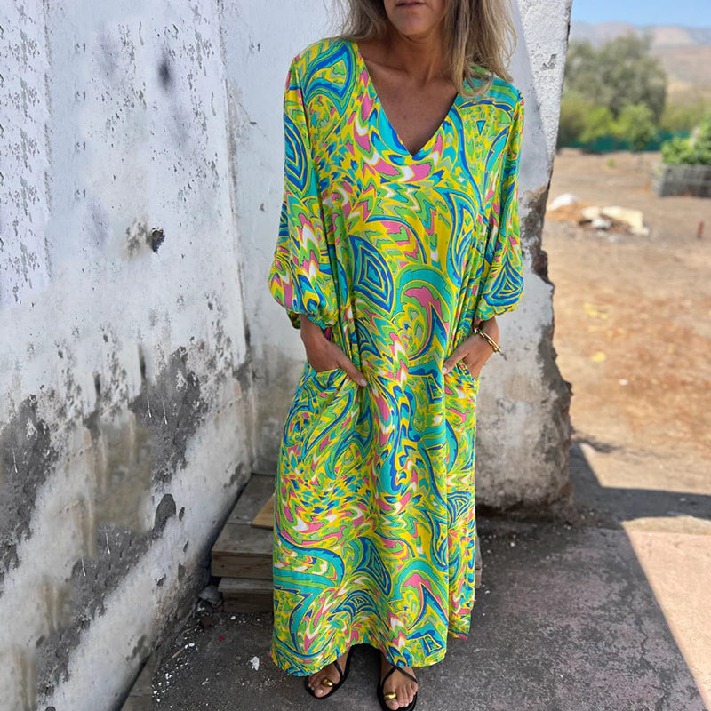 Lowri – V-Neck Maxi Dress with Pockets