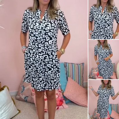 Liora – Casual Geometric Print Mini Dress