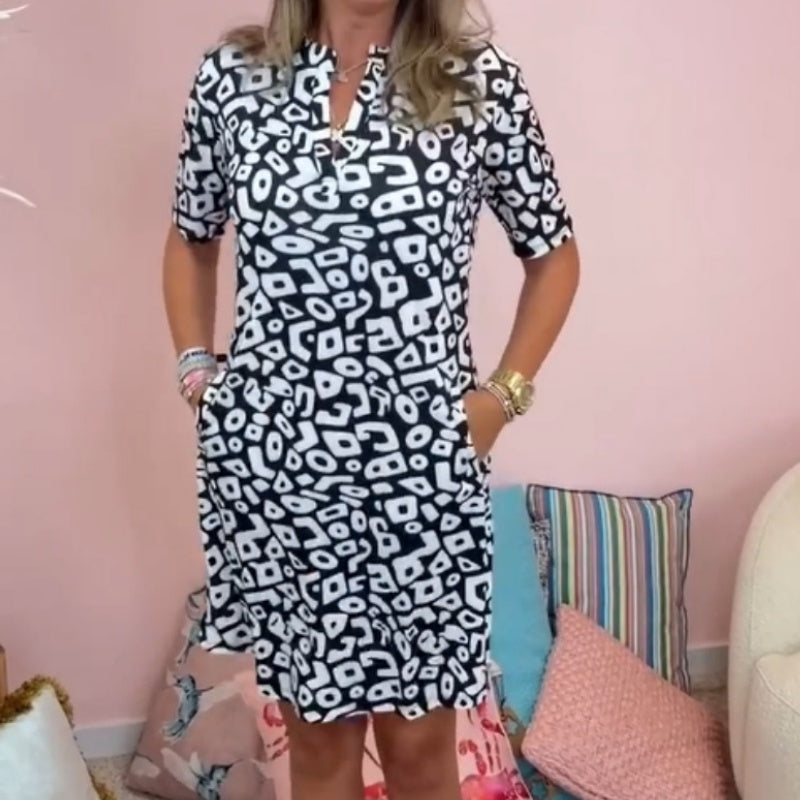 Liora – Casual Geometric Print Mini Dress