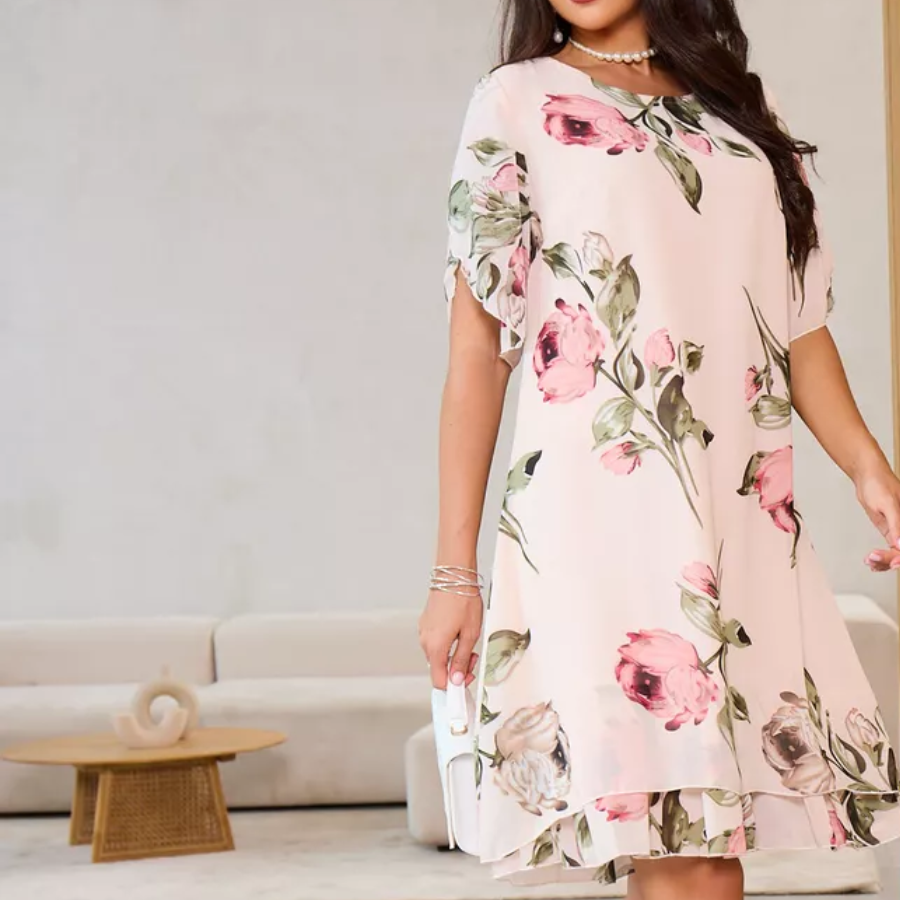 Levana | Floral Chiffon Layered Dress
