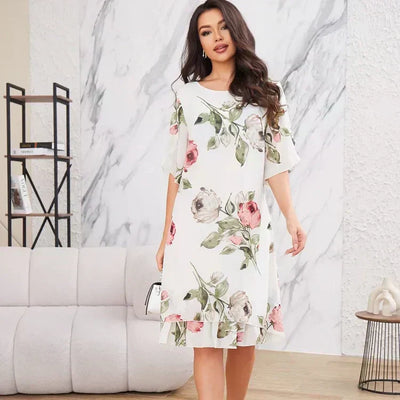 Levana | Floral Chiffon Layered Dress