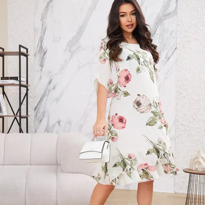 Levana | Floral Chiffon Layered Dress