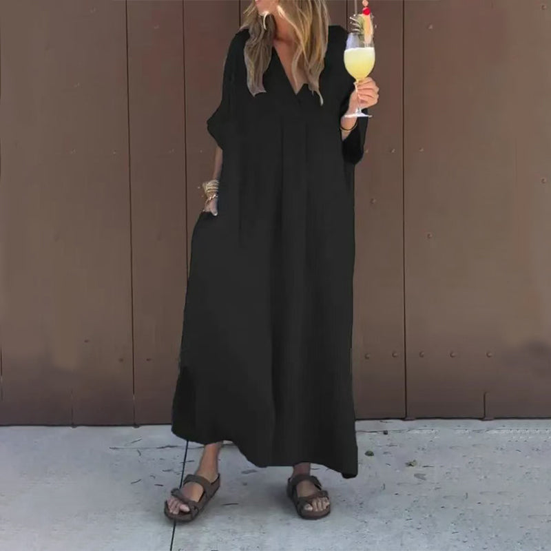 Celina – Elegant V-Neck Maxi Dress